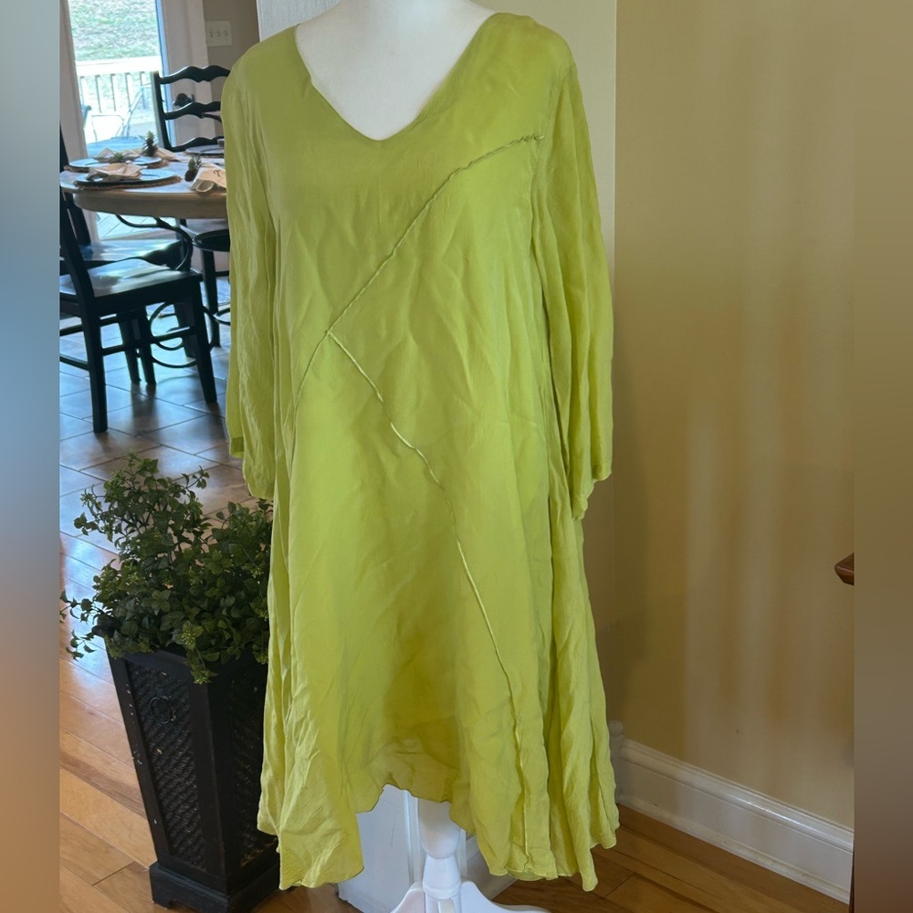 NWT Click Color Me Cotton Women’s Asymmetrical Artsy Hem Boho Chic 
Dress